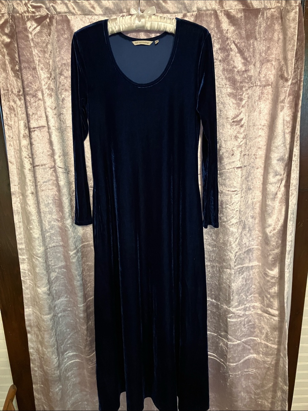 Soft Surroundings Midnight Blue Velvet Long-Sleeve Maxi Dress